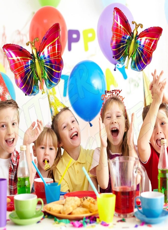 بالون فراشة كبير الحجم من كيتر لتزيين حفلات أعياد الميلاد | زينة عيد ميلاد بطابع الفراشات | بالونات فويل "عيد ميلاد سعيد" مع فراشة ملونة | زينة حفلات للبنات - متعدد الألوان - Image 4